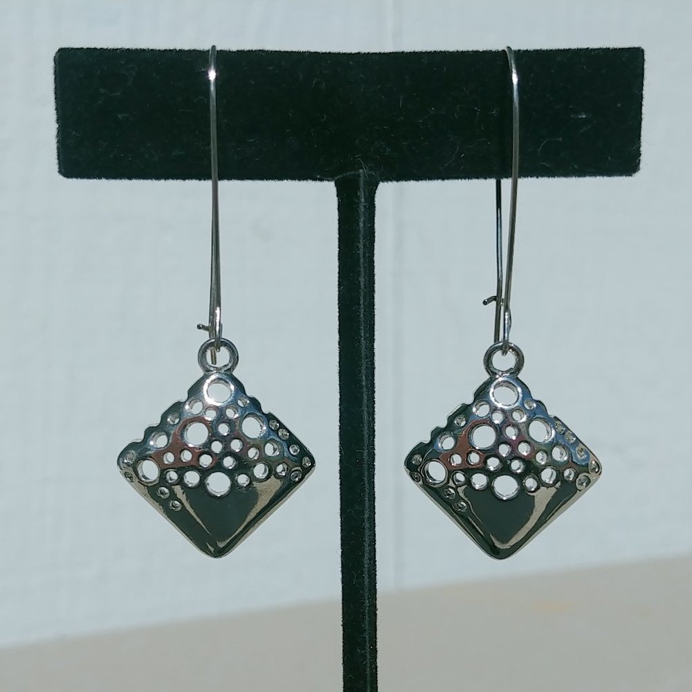 Silver Tone Artistic Earrings